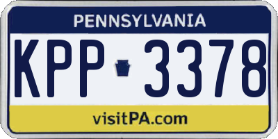 PA license plate KPP3378