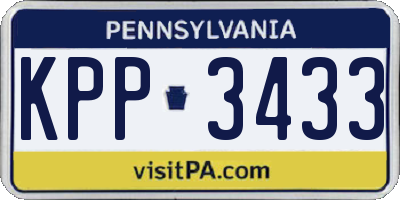 PA license plate KPP3433