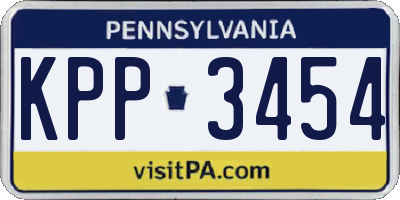 PA license plate KPP3454