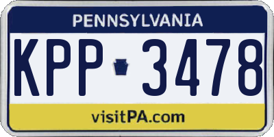 PA license plate KPP3478