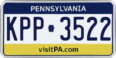 PA license plate KPP3522