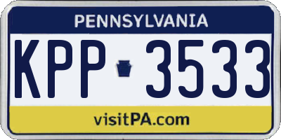 PA license plate KPP3533
