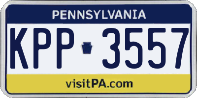 PA license plate KPP3557