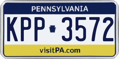 PA license plate KPP3572