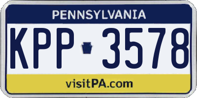 PA license plate KPP3578