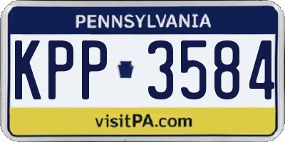 PA license plate KPP3584