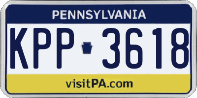 PA license plate KPP3618