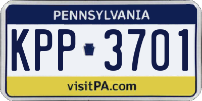 PA license plate KPP3701