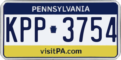 PA license plate KPP3754
