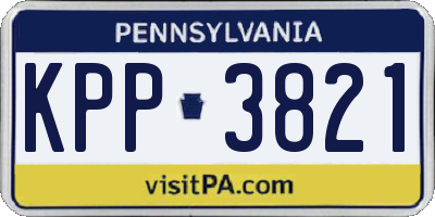 PA license plate KPP3821