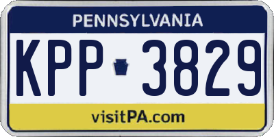 PA license plate KPP3829