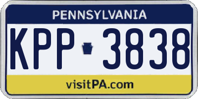 PA license plate KPP3838