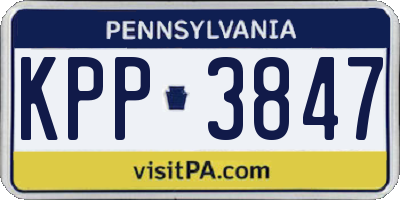 PA license plate KPP3847