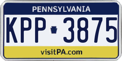 PA license plate KPP3875
