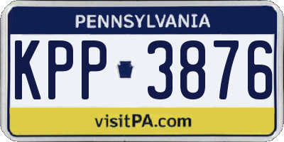 PA license plate KPP3876