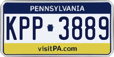 PA license plate KPP3889