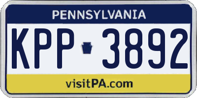 PA license plate KPP3892