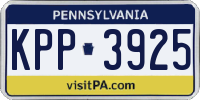 PA license plate KPP3925