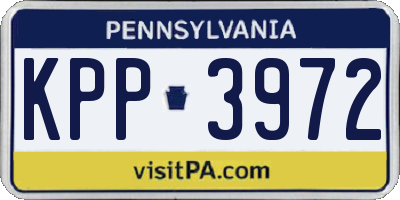 PA license plate KPP3972