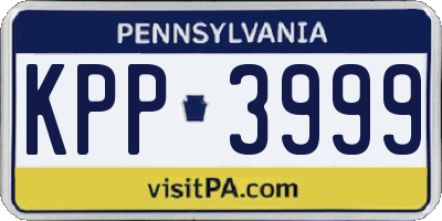 PA license plate KPP3999