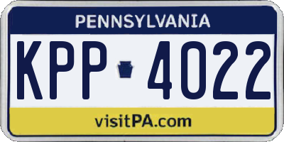 PA license plate KPP4022