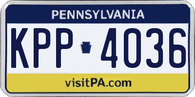 PA license plate KPP4036