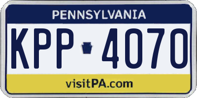 PA license plate KPP4070