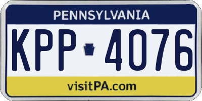 PA license plate KPP4076