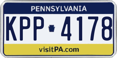 PA license plate KPP4178