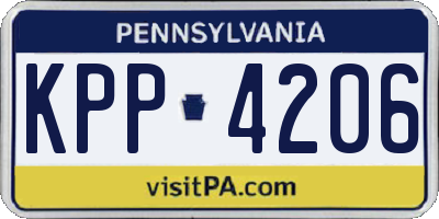 PA license plate KPP4206