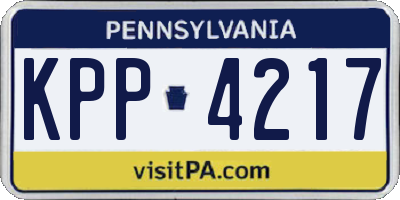 PA license plate KPP4217