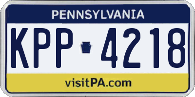 PA license plate KPP4218