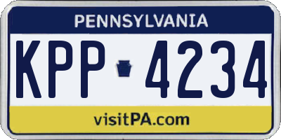 PA license plate KPP4234