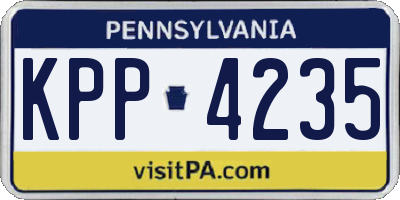 PA license plate KPP4235