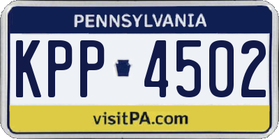 PA license plate KPP4502