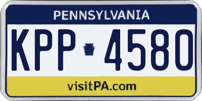 PA license plate KPP4580