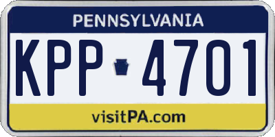 PA license plate KPP4701