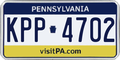PA license plate KPP4702