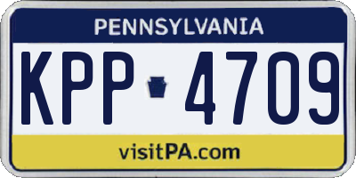 PA license plate KPP4709