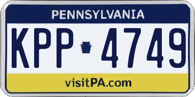 PA license plate KPP4749