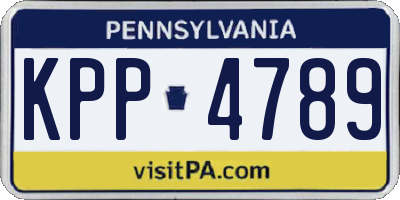 PA license plate KPP4789