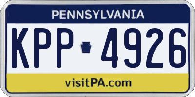 PA license plate KPP4926