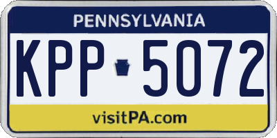 PA license plate KPP5072