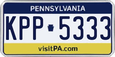 PA license plate KPP5333
