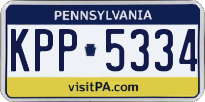 PA license plate KPP5334