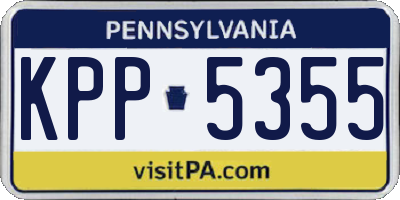 PA license plate KPP5355