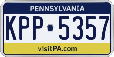 PA license plate KPP5357