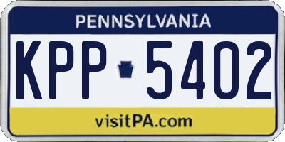 PA license plate KPP5402