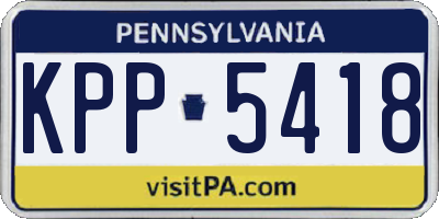 PA license plate KPP5418