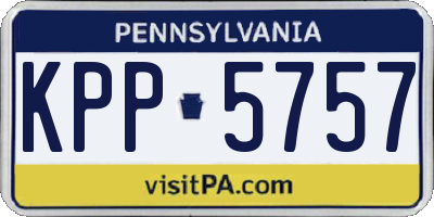 PA license plate KPP5757
